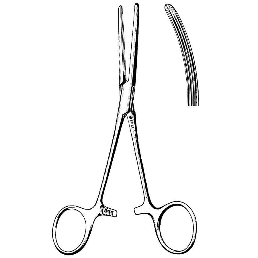 Carmalt Forceps, Jaws W/ Longitudinal Serrations & Cross-Serrated Tips, Curved, 10" (25.0 Cm)